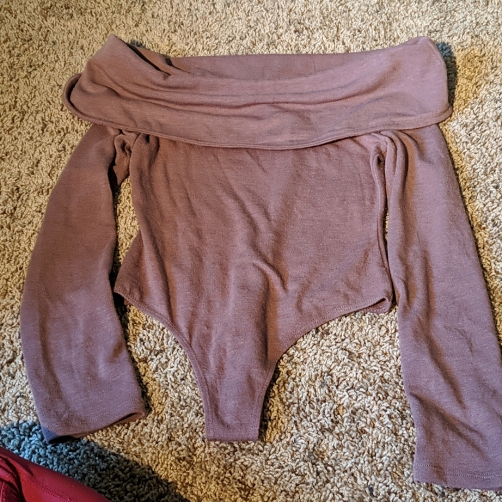 Off the shoulder long sleeve bodysuit